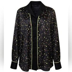 Black Button-Up Shirt with Neon Accents LEBOH size m MWOT.